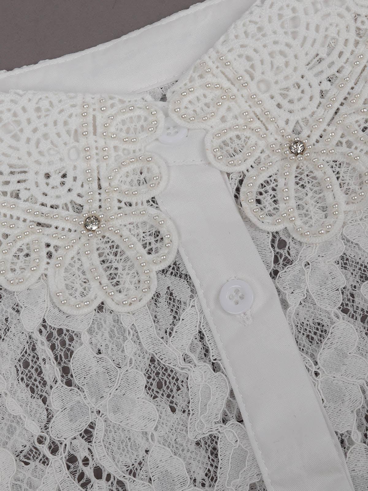 Odette Women Gorgeous White Pearls Embroidered Collar - Image 6