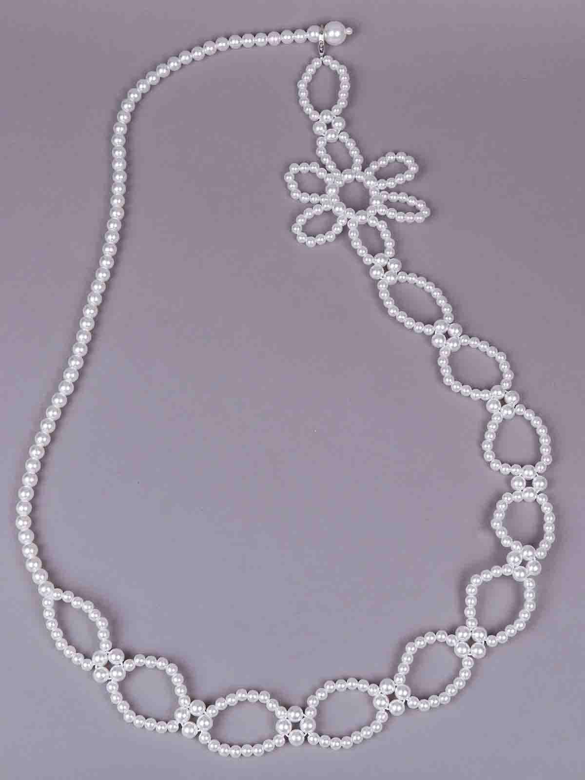 Odette Women White Metal Bow-Shaped Necklace - Image 3