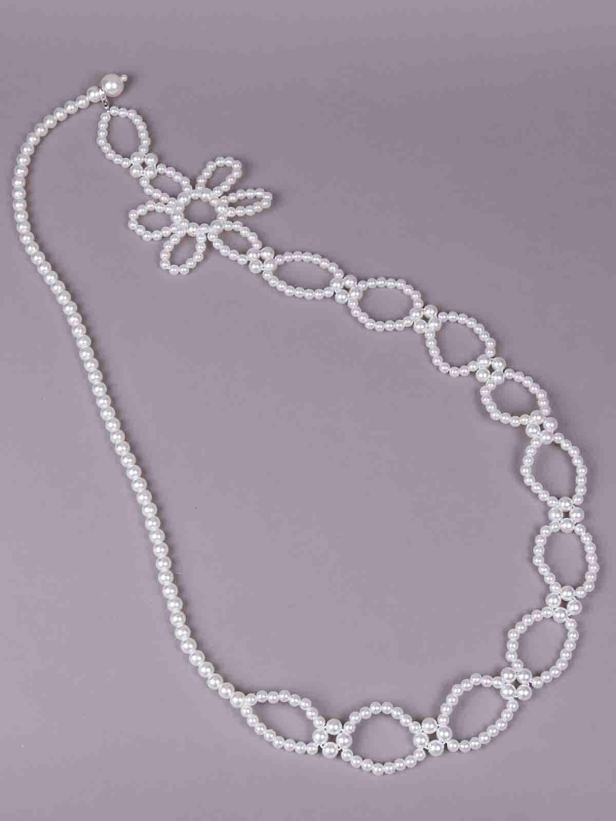 Odette Women White Metal Bow-Shaped Necklace - Image 4