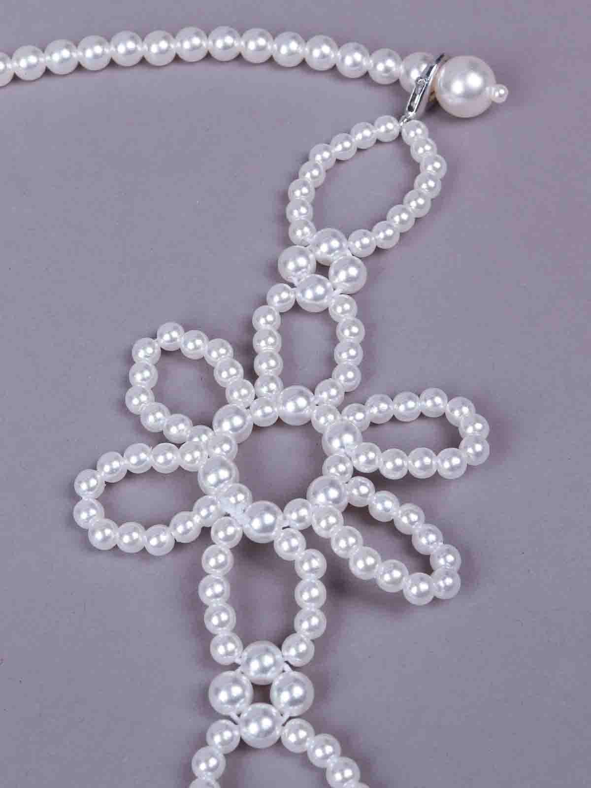 Odette Women White Metal Bow-Shaped Necklace - Image 6