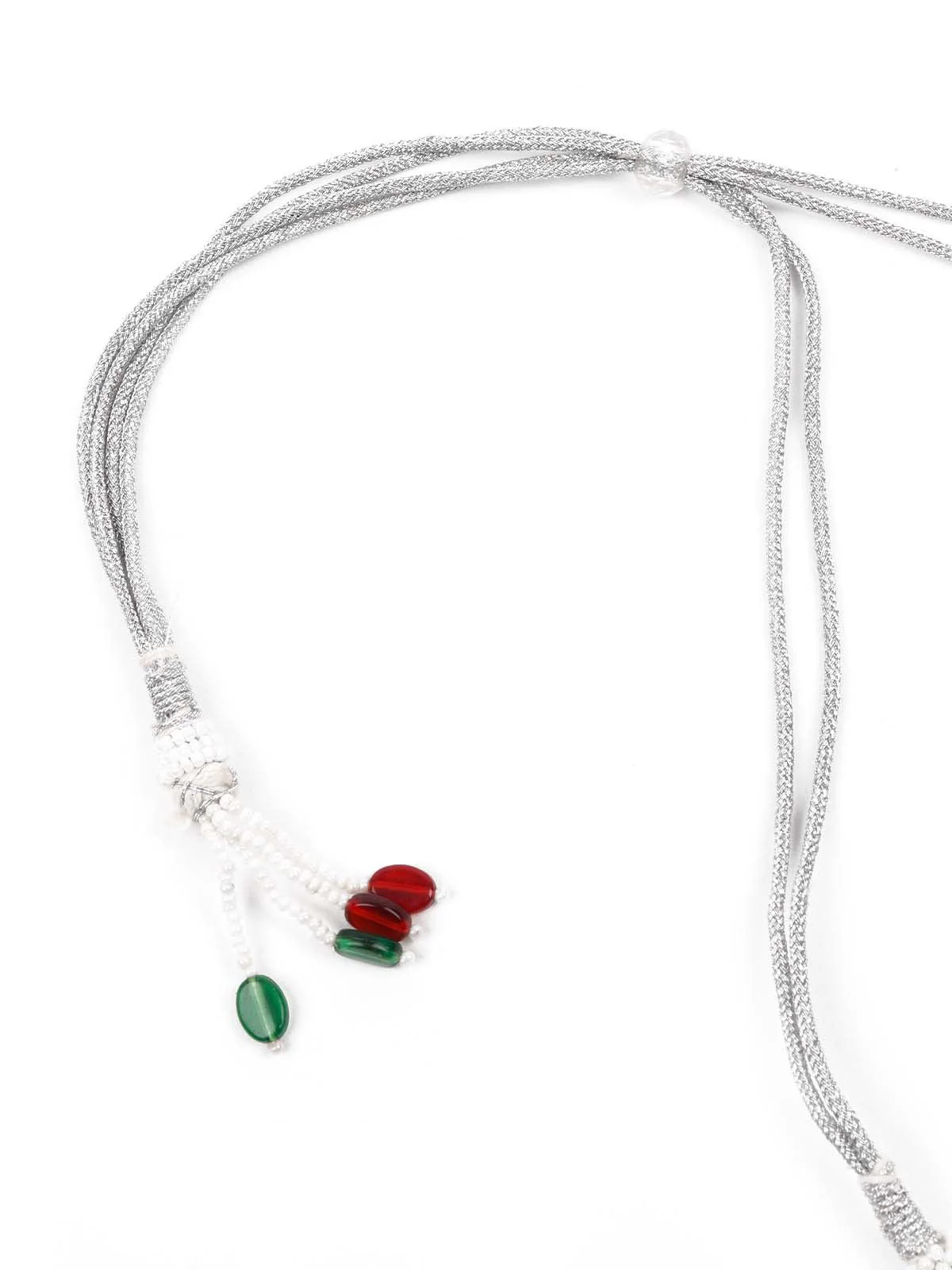 Odette Women Graceful Red And White Palladium Neckpiece Set - Image 6