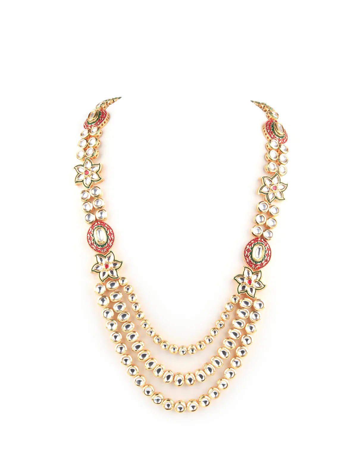 Odette Women Red & Gold Kundan Jewellery Set - Image 2