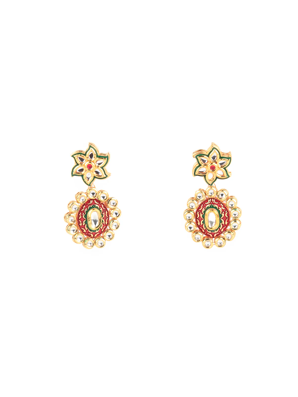 Odette Women Red & Gold Kundan Jewellery Set - Image 3