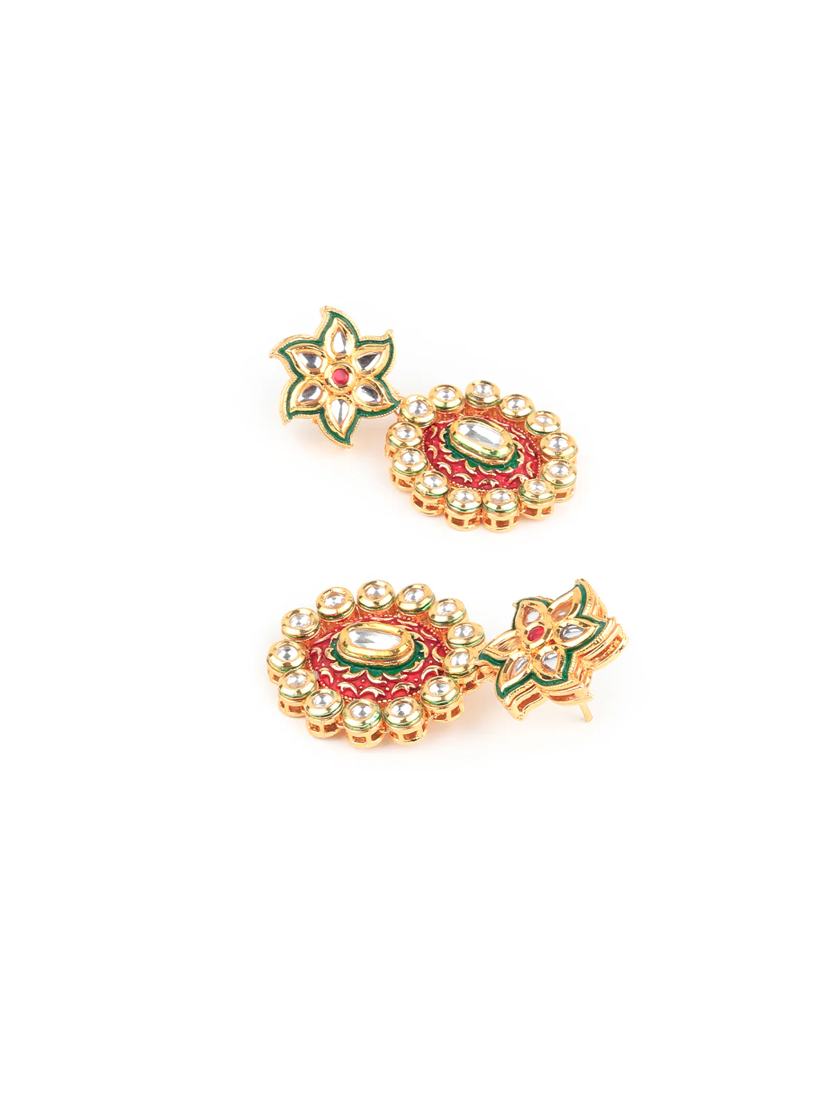 Odette Women Red & Gold Kundan Jewellery Set - Image 4