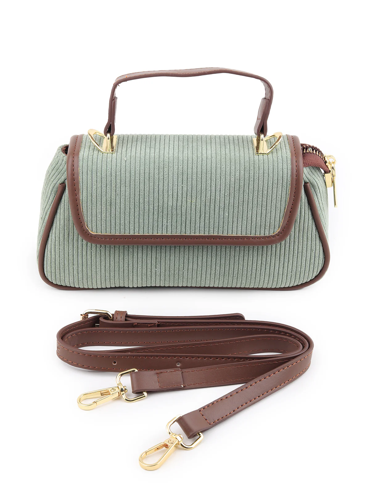 Odette Women Green And Brown Textured Handbag - Image 3