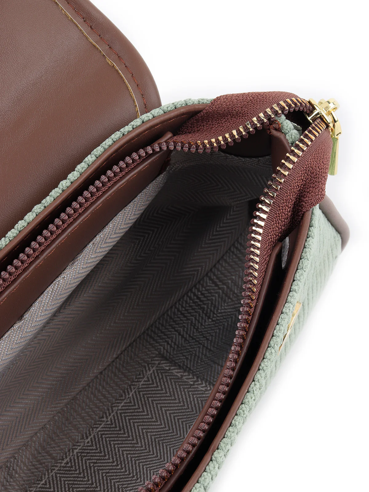 Odette Women Green And Brown Textured Handbag - Image 7
