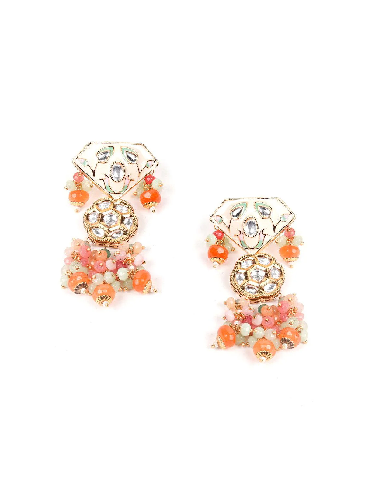 Odette Women Green And Orange Metal Necklace Set - Image 5
