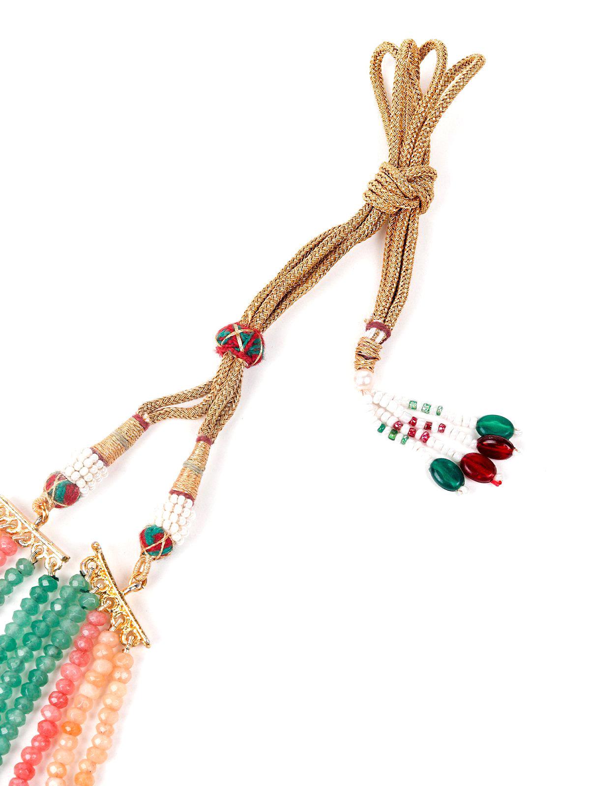 Odette Women Green And Orange Metal Necklace Set - Image 6