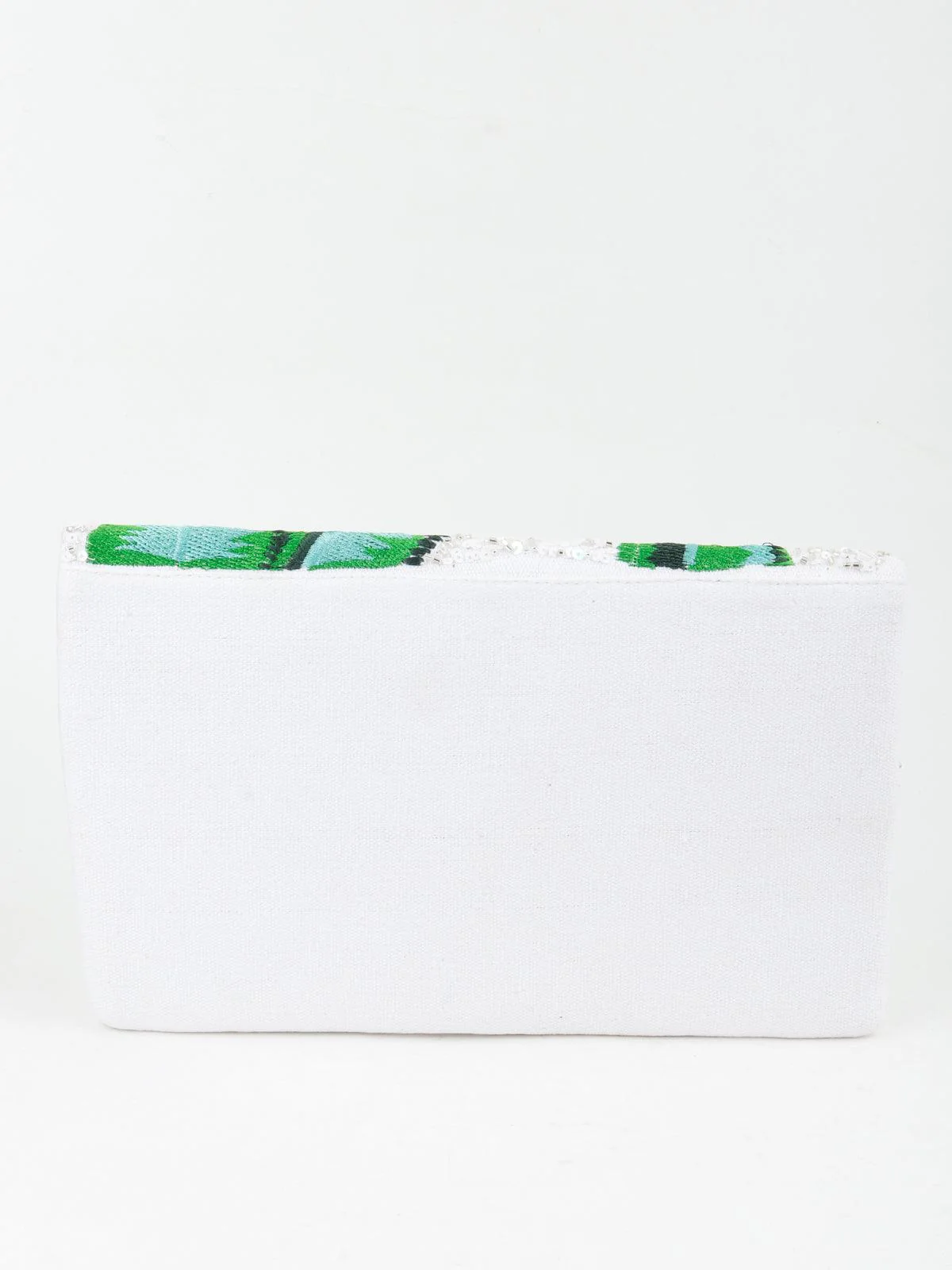 Odette Women Green And White Tickle And Threading Envelope Clutch - Image 4