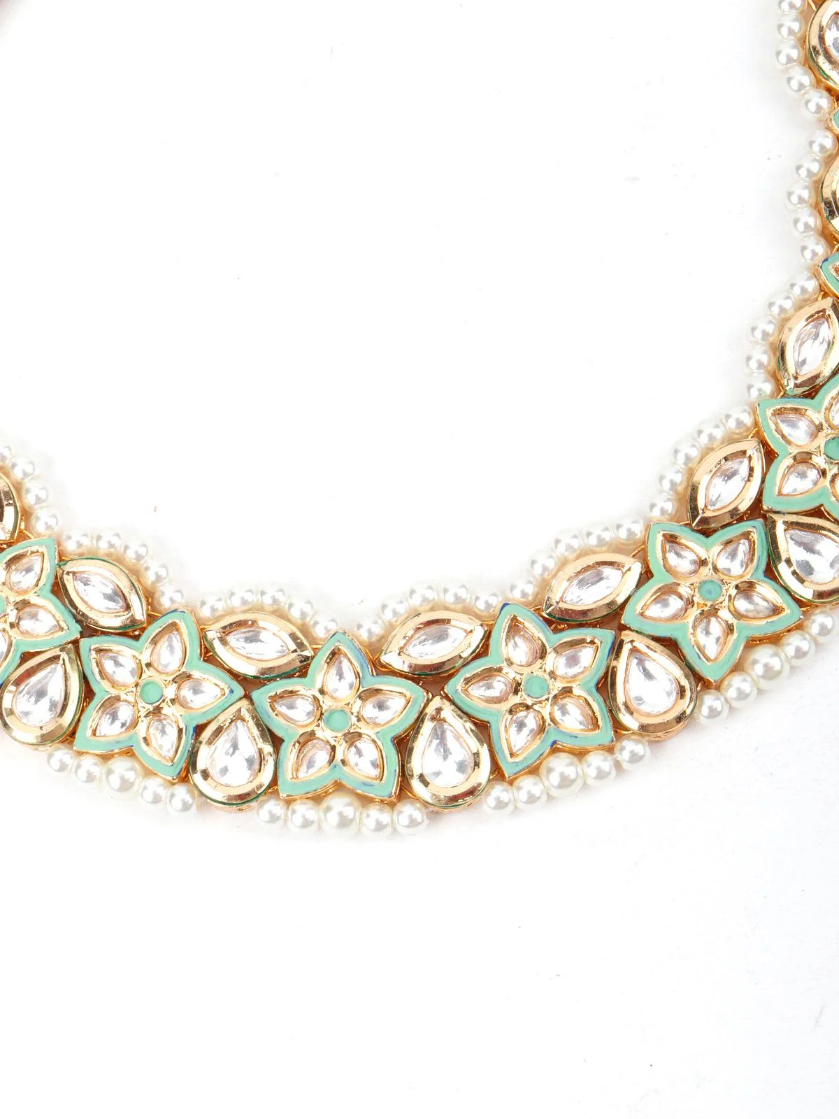 Odette Women Green Floral Ethnic Necklace - Image 5