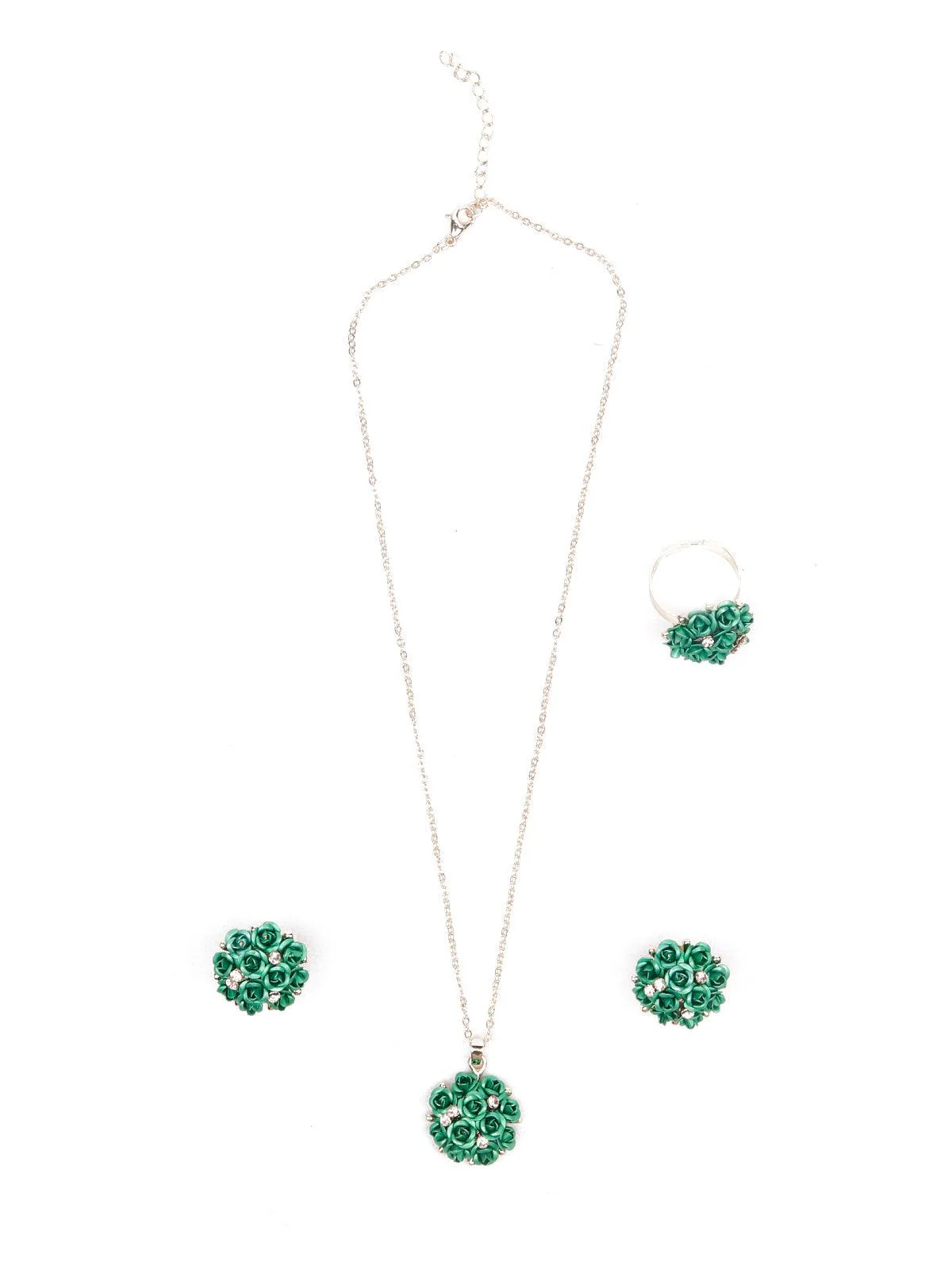 Odette Women Green Metal Necklace Set - Image 3