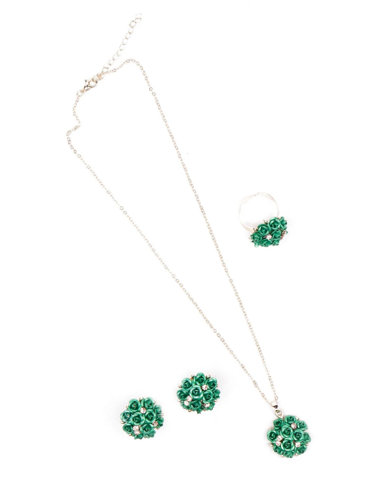 Odette Women Green Metal Necklace Set - Image 4
