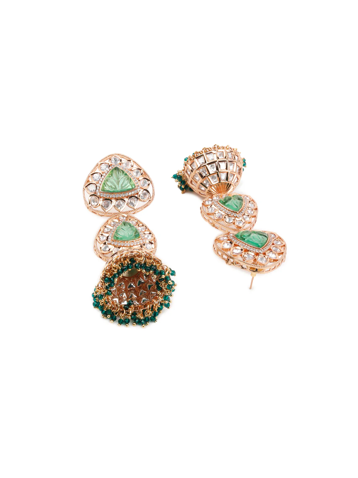 Odette Women Green, Gold And White Designer Choker Necklace Set - Image 6
