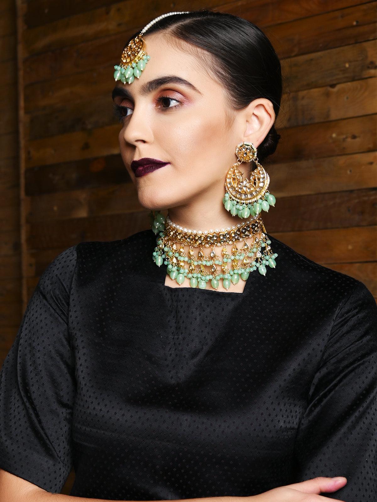 Odette Women Green Pearl Choker Necklace - Image 2
