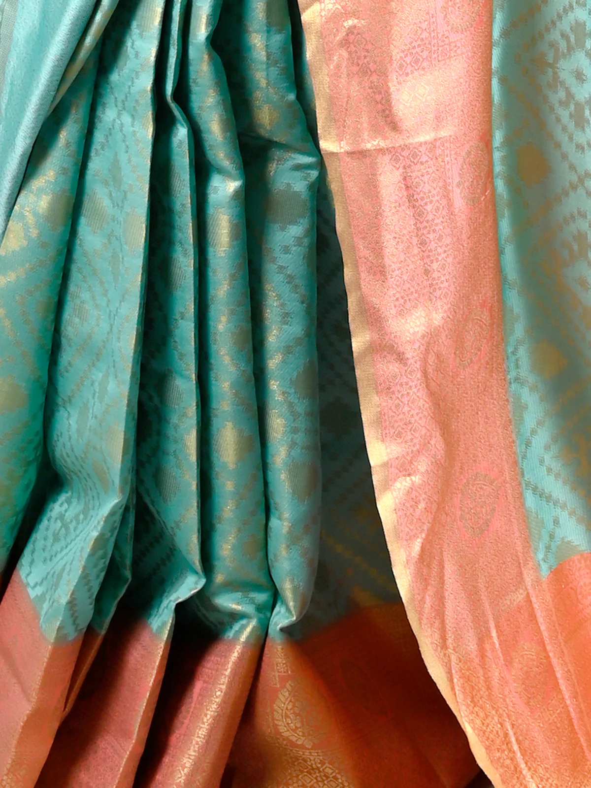 Odette Women Sea Green Silk Handloom Weaving Saree With Unstitched Blouse - Image 4