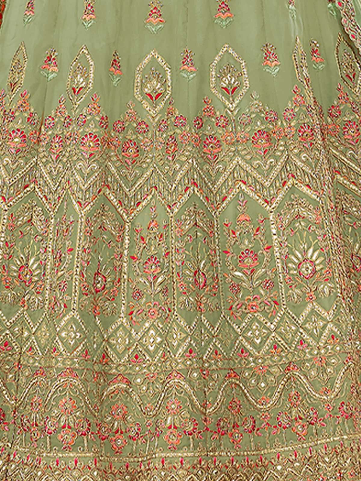 Odette Women Green Organza Semi Stitched Lehenga With Unstitched Blouse - Image 3