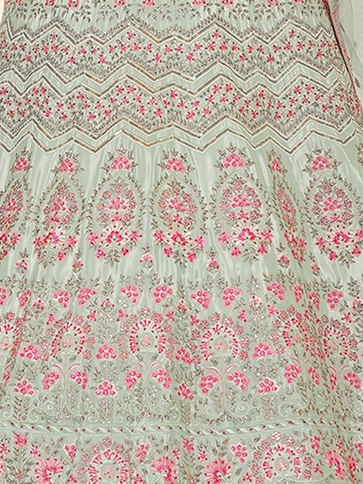 Odette Women Green Crepe Semi Stitched Lehenga With Unstitched Blouse - Image 3