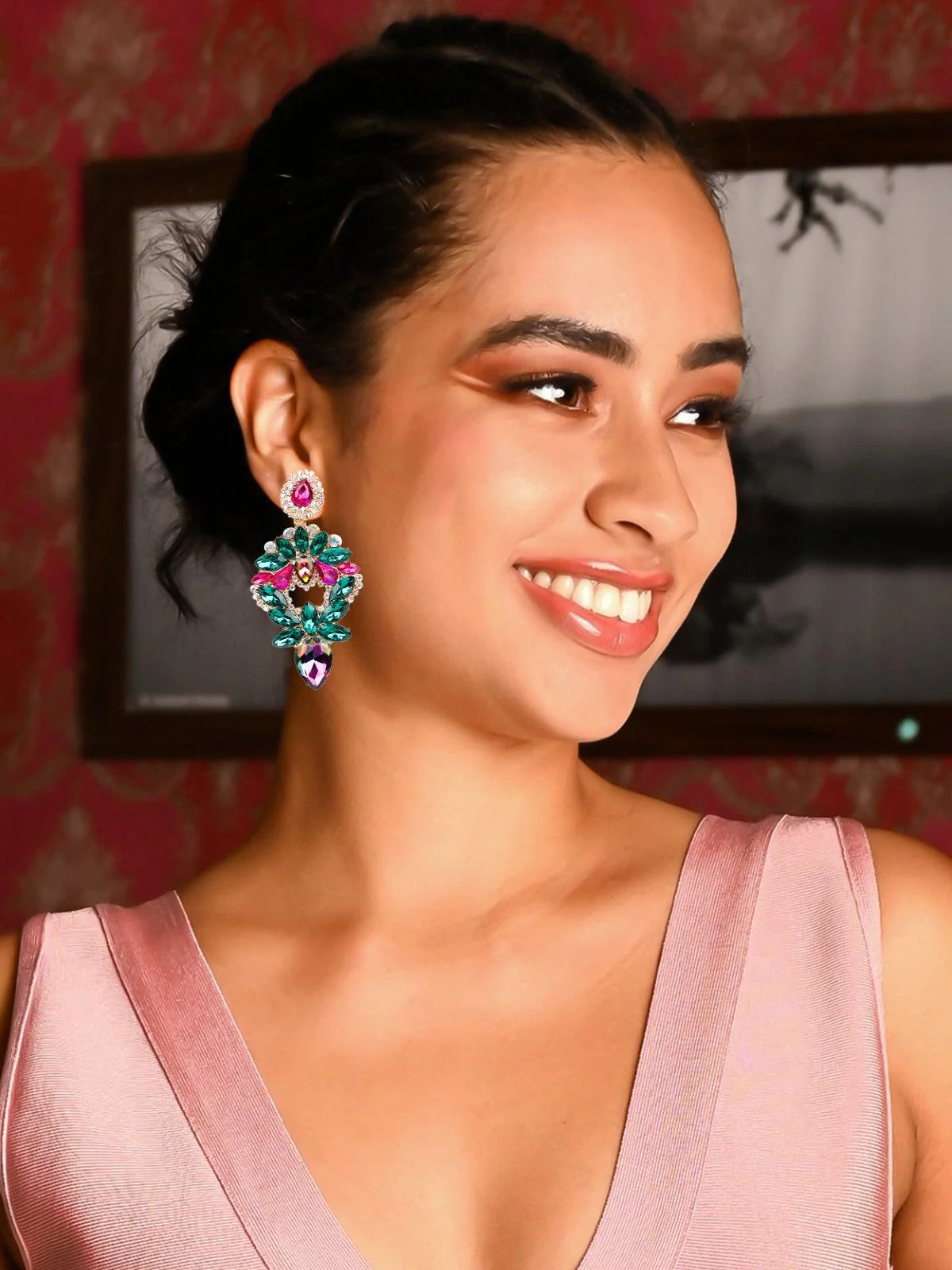 Odette Women Green Metal Earrings - Image 2