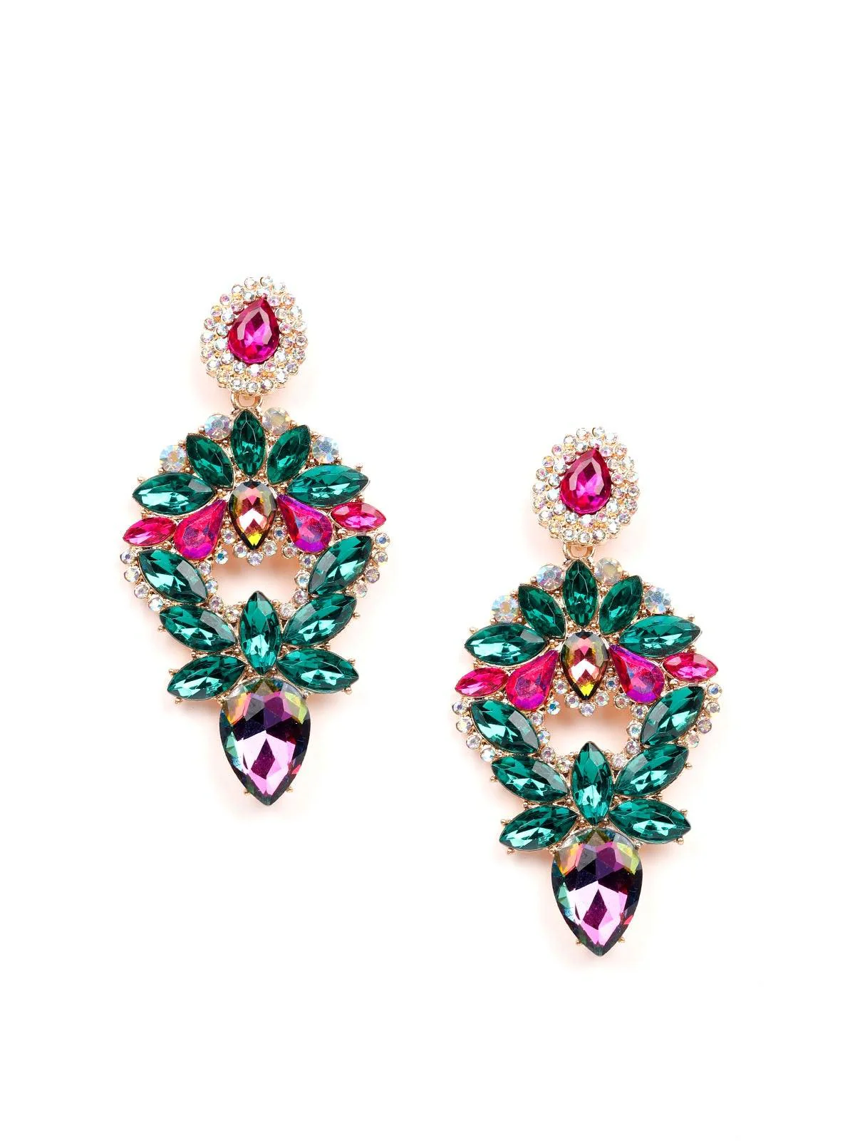 Odette Women Green Metal Earrings - Image 3