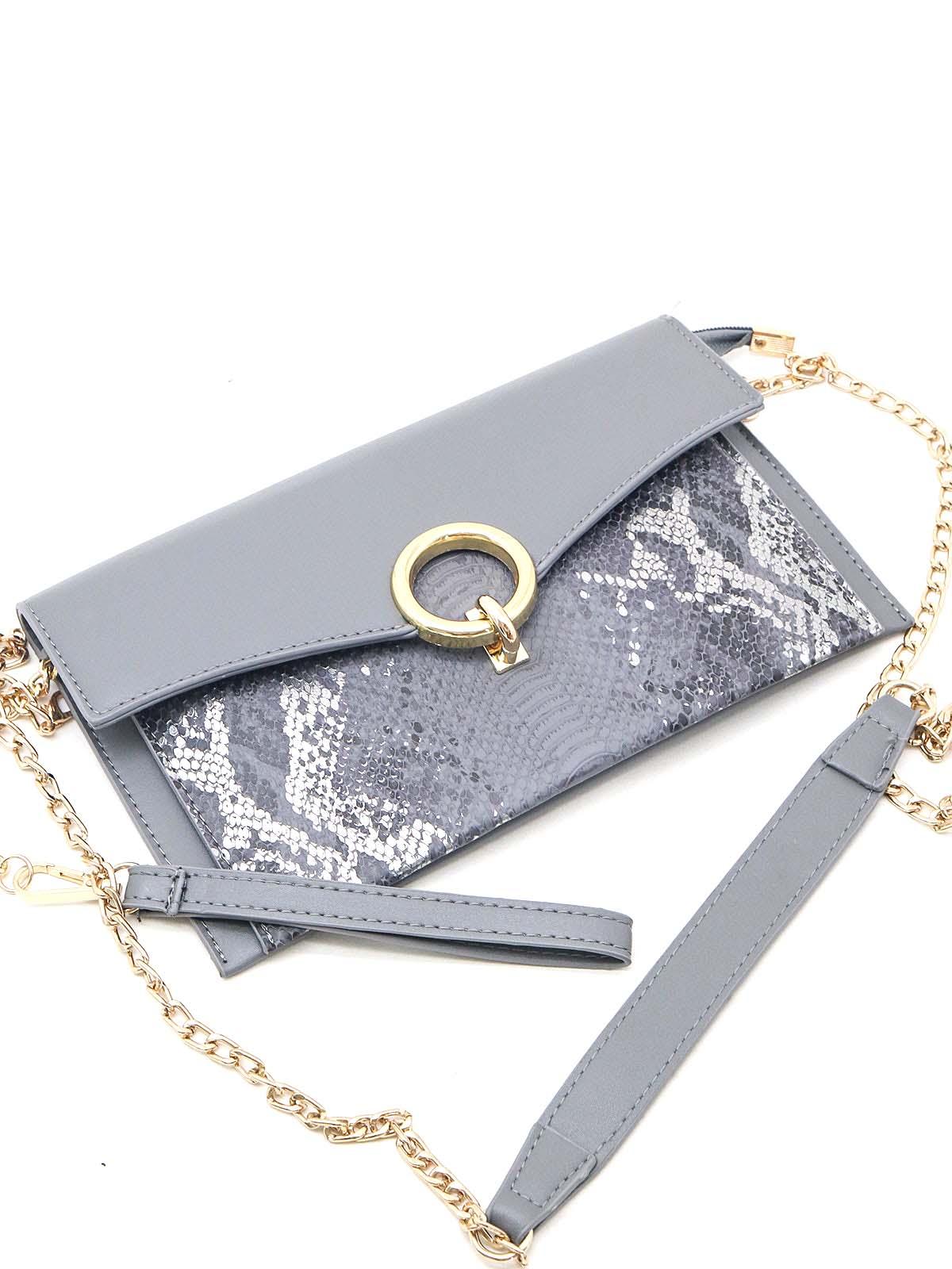 Odette Women Grey And Silver Faux Leather Posh Handbag! - Image 3