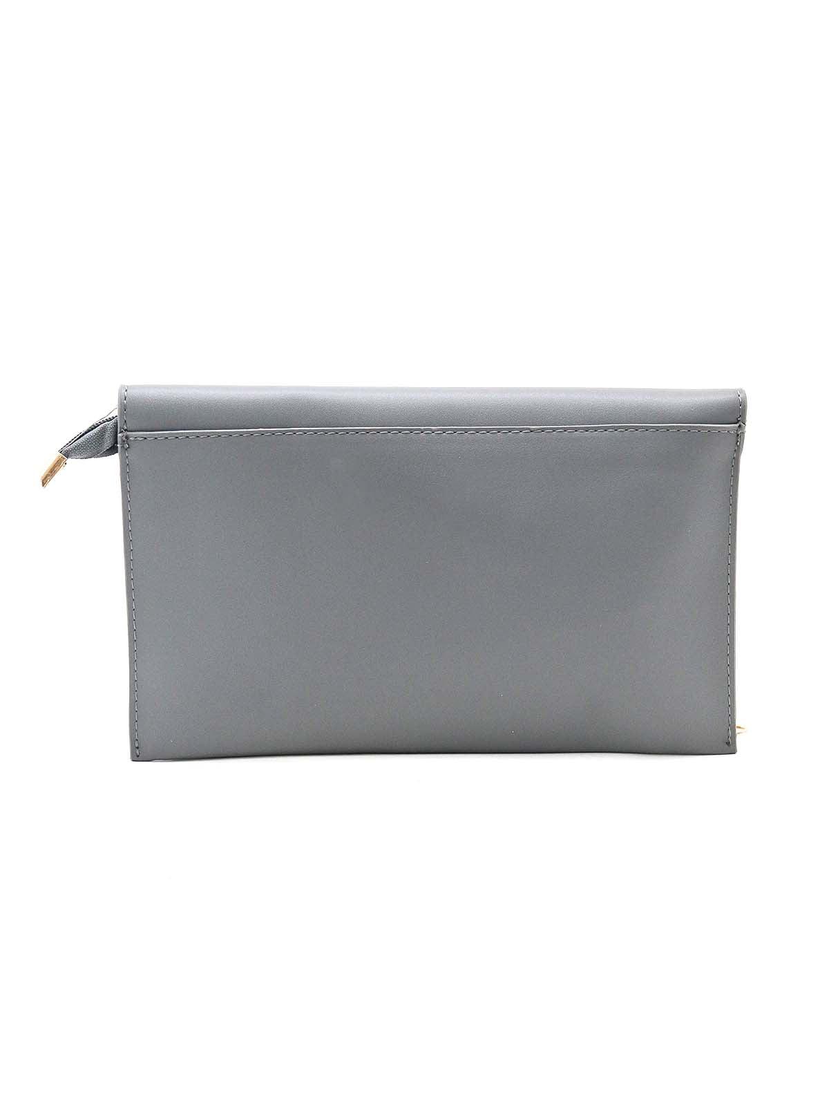 Odette Women Grey And Silver Faux Leather Posh Handbag! - Image 5