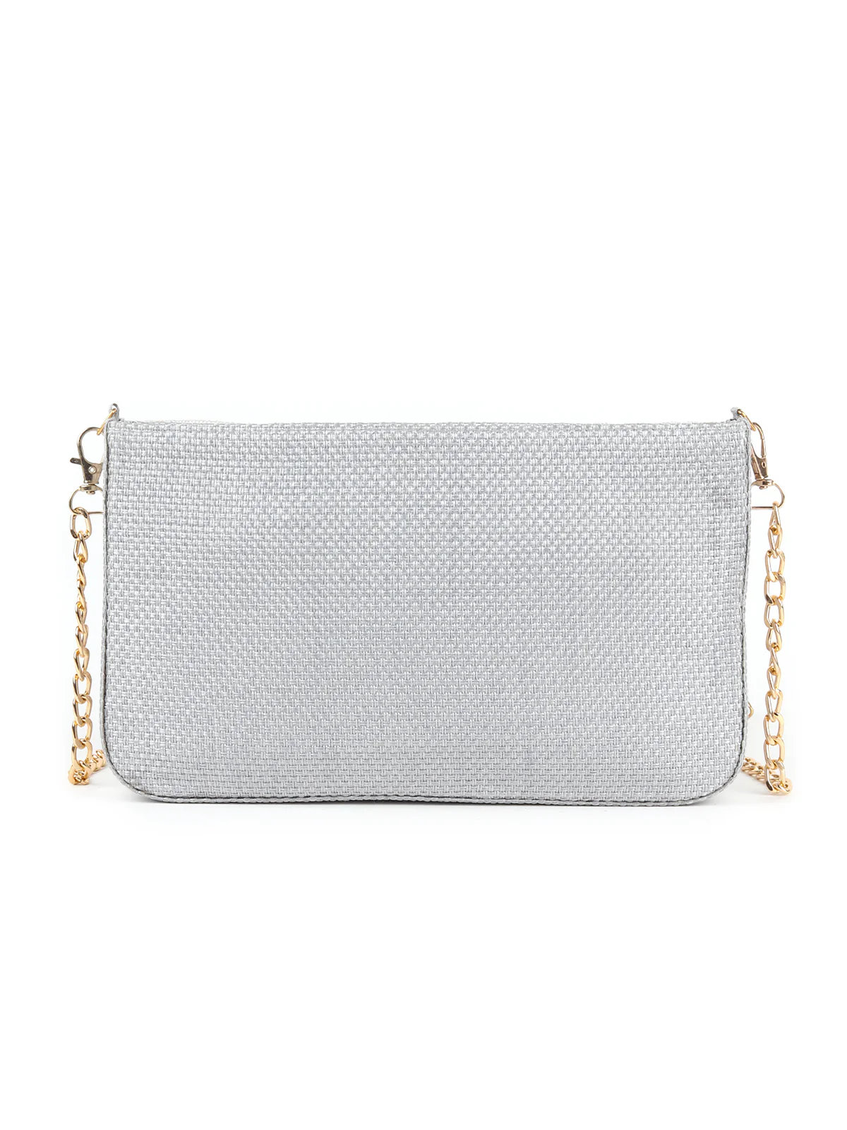 Odette Grey Fabric Beads Clutch For Women - Image 5