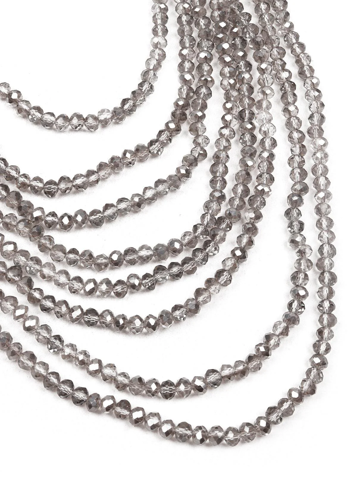 Odette Women Grey Crystal Beaded Multi Layered Neckpiece - Image 5