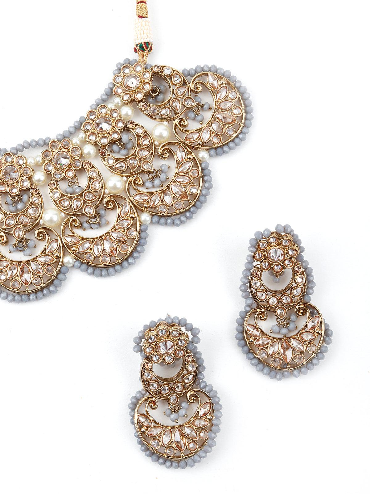 Odette Women Grey Crystal Versatile Necklace Set - Image 5