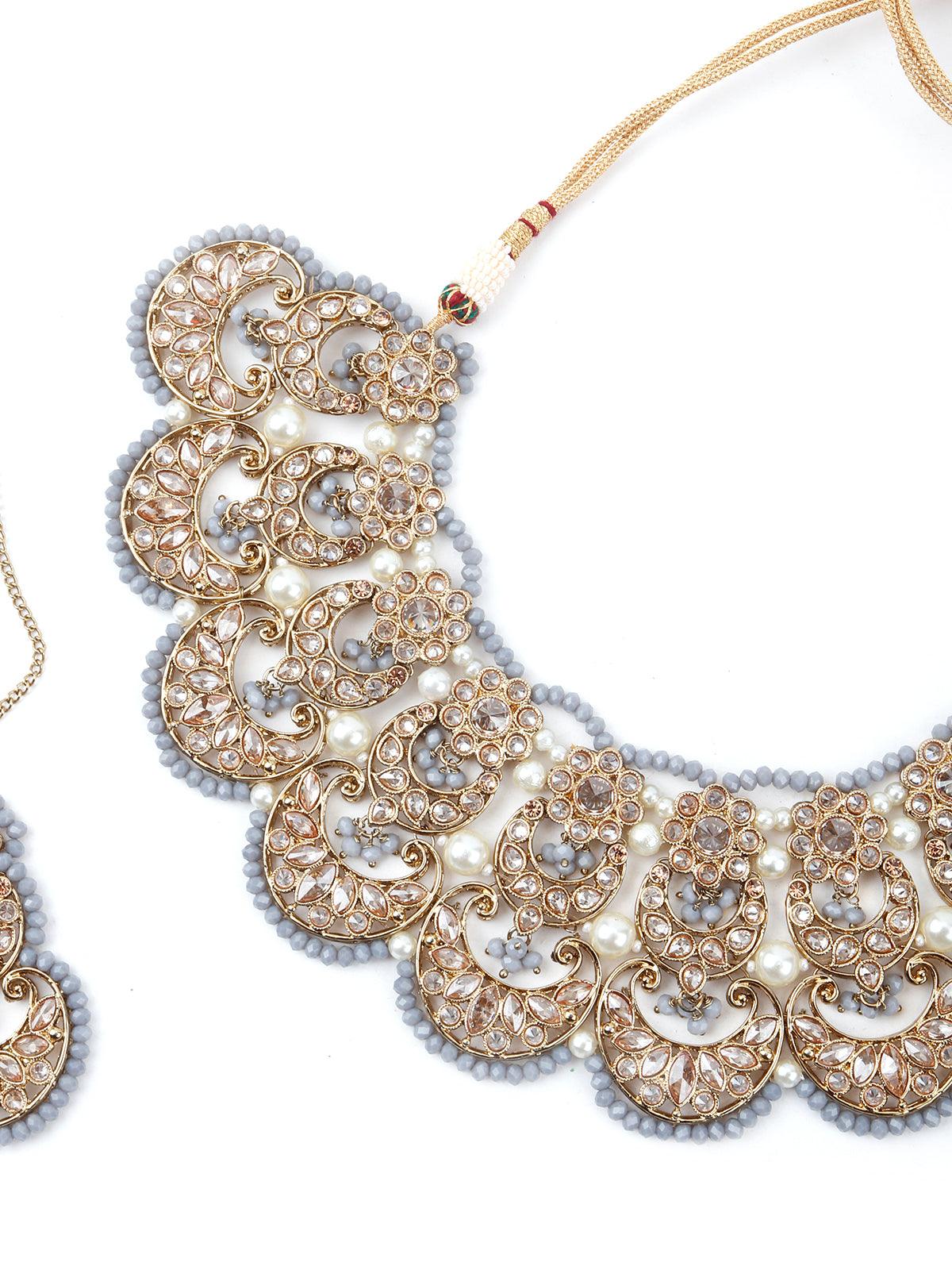 Odette Women Grey Crystal Versatile Necklace Set - Image 6