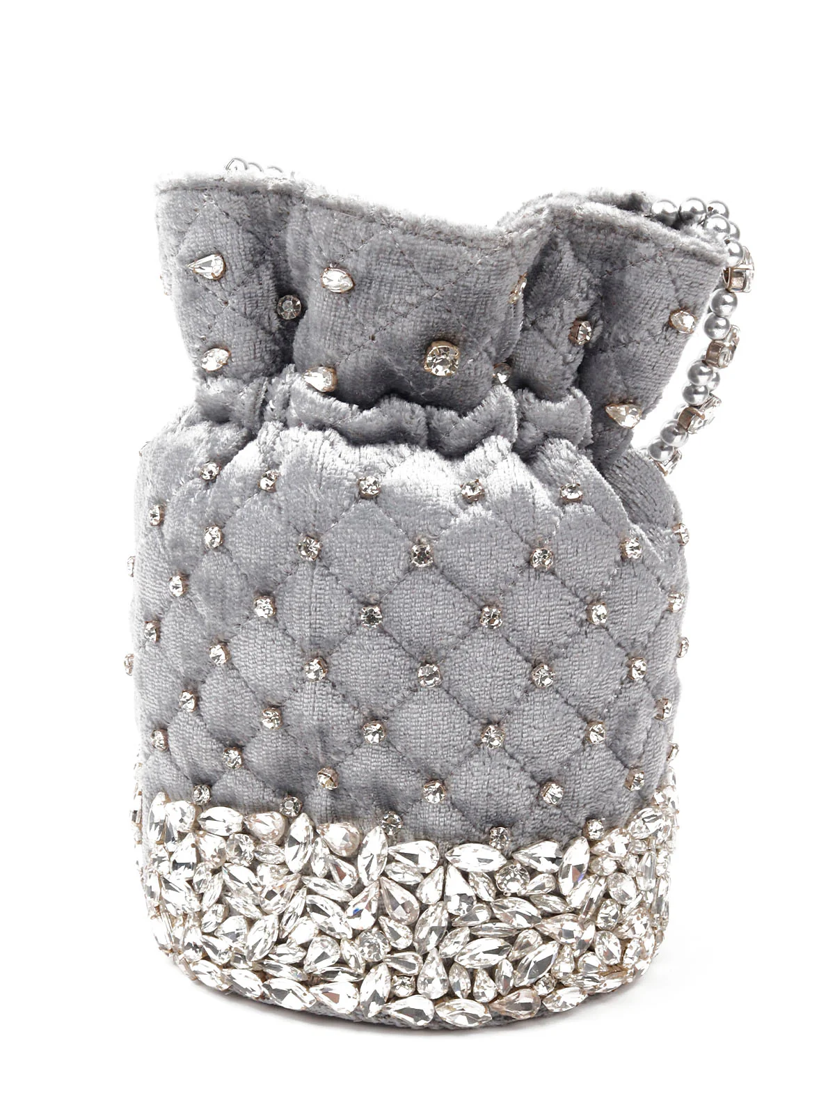 Odette Women Grey Embellished Potli Bag - Image 5