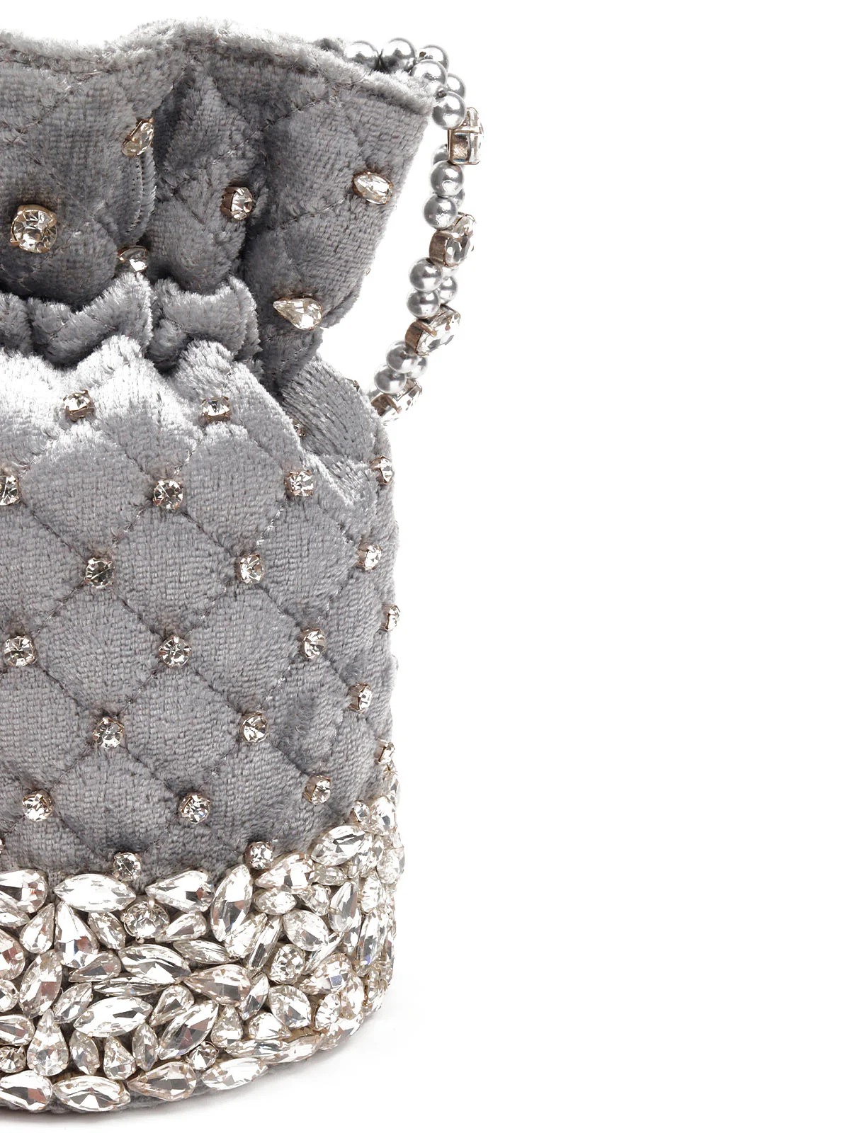 Odette Women Grey Embellished Potli Bag - Image 6