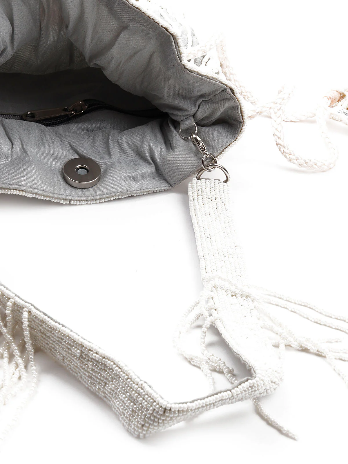 Odette Women Grey Embellished Potli Bag - Image 6