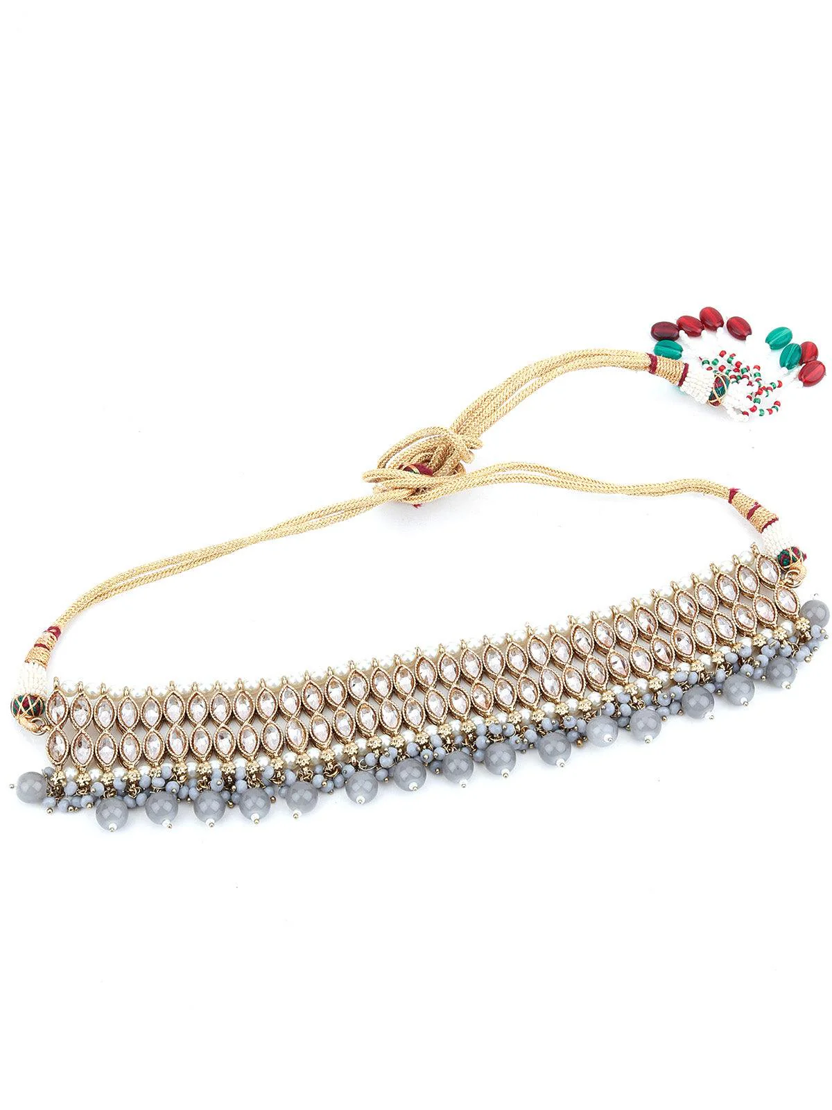 Odette Women Grey Gold Tone Choker Set - Image 6