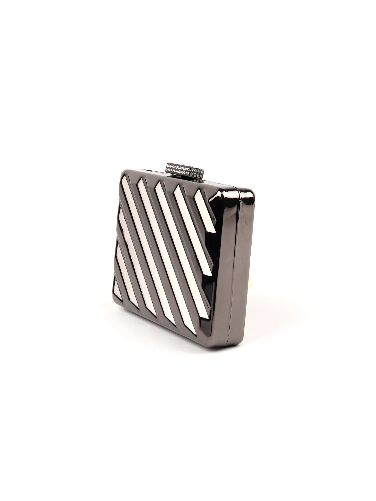 Odette Women Grey Hi-Gloss Metal Clutch - Image 5