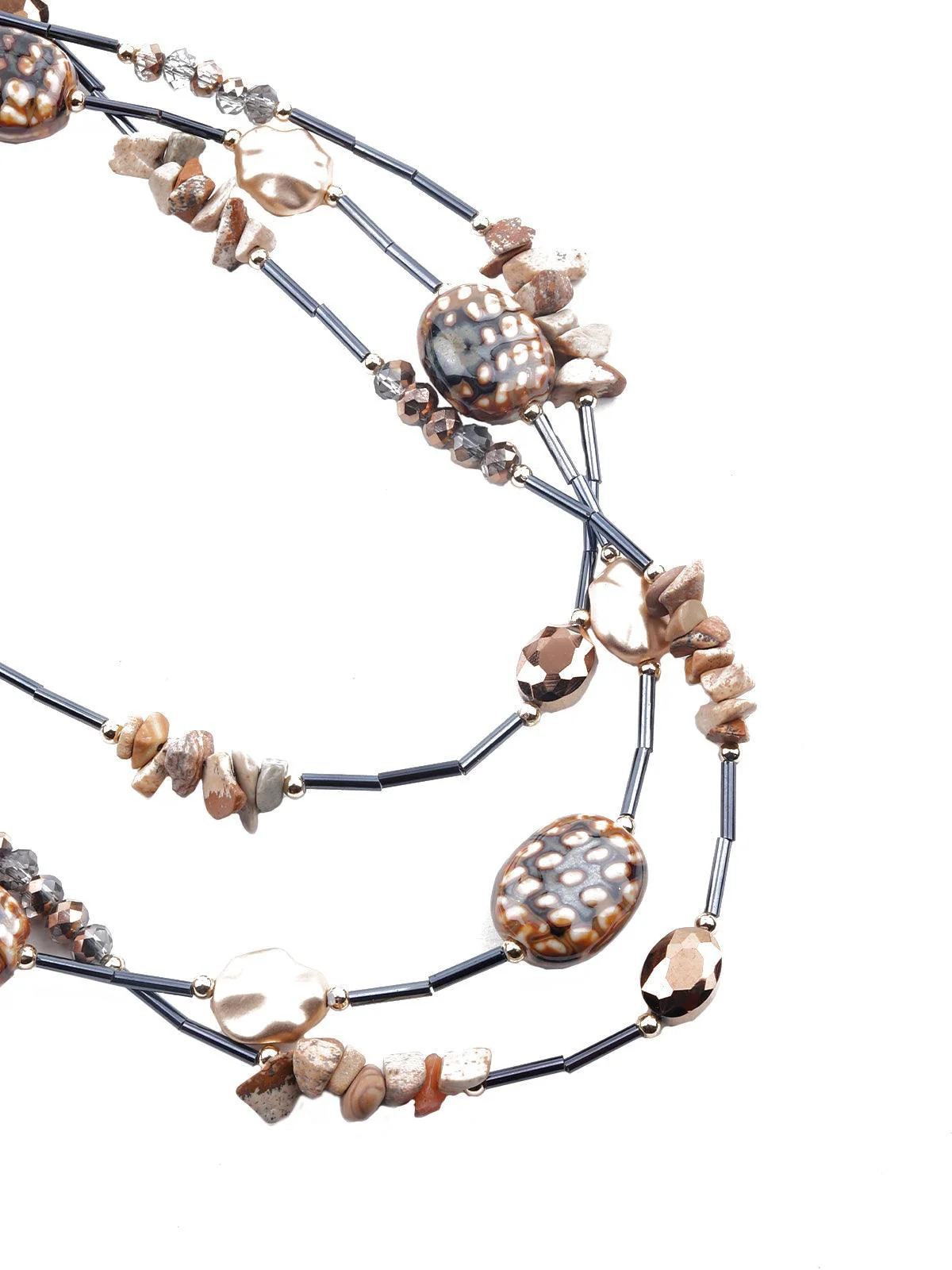 Odette Women Grey Layered Statement Necklace - Image 3