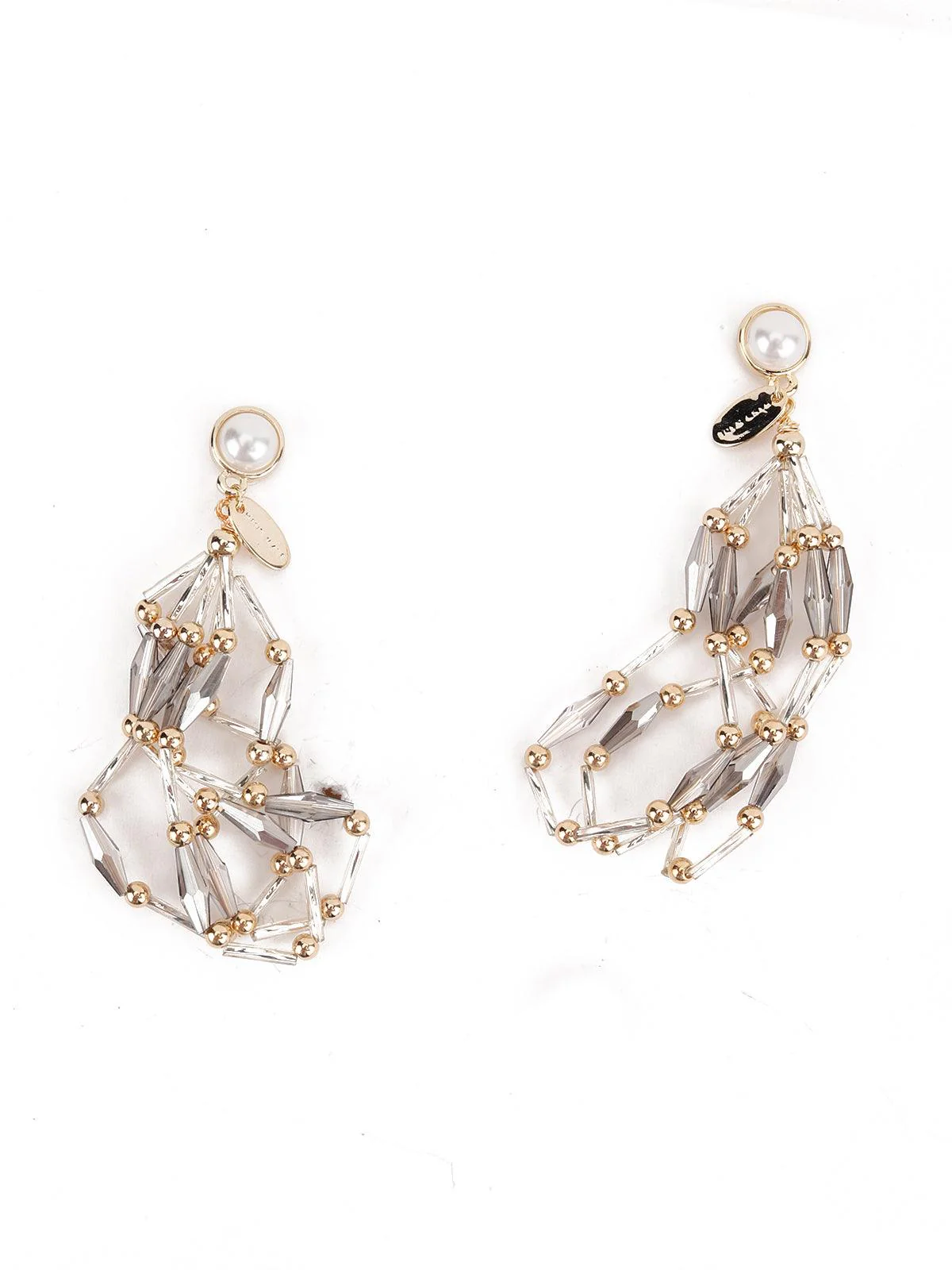 Odette Women Grey Modish Loop-Tassel Earrings - Image 3