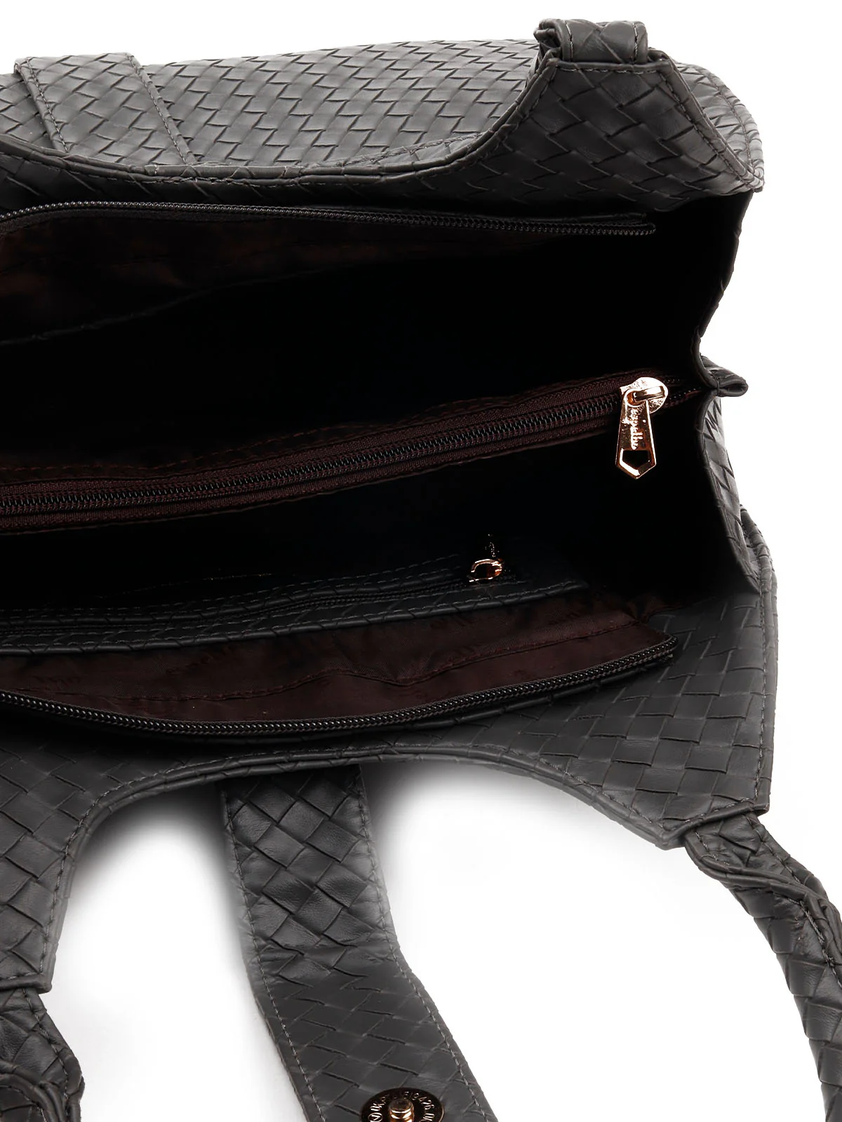 Odette Women Grey Patterned Spacious Tote Bag - Image 6