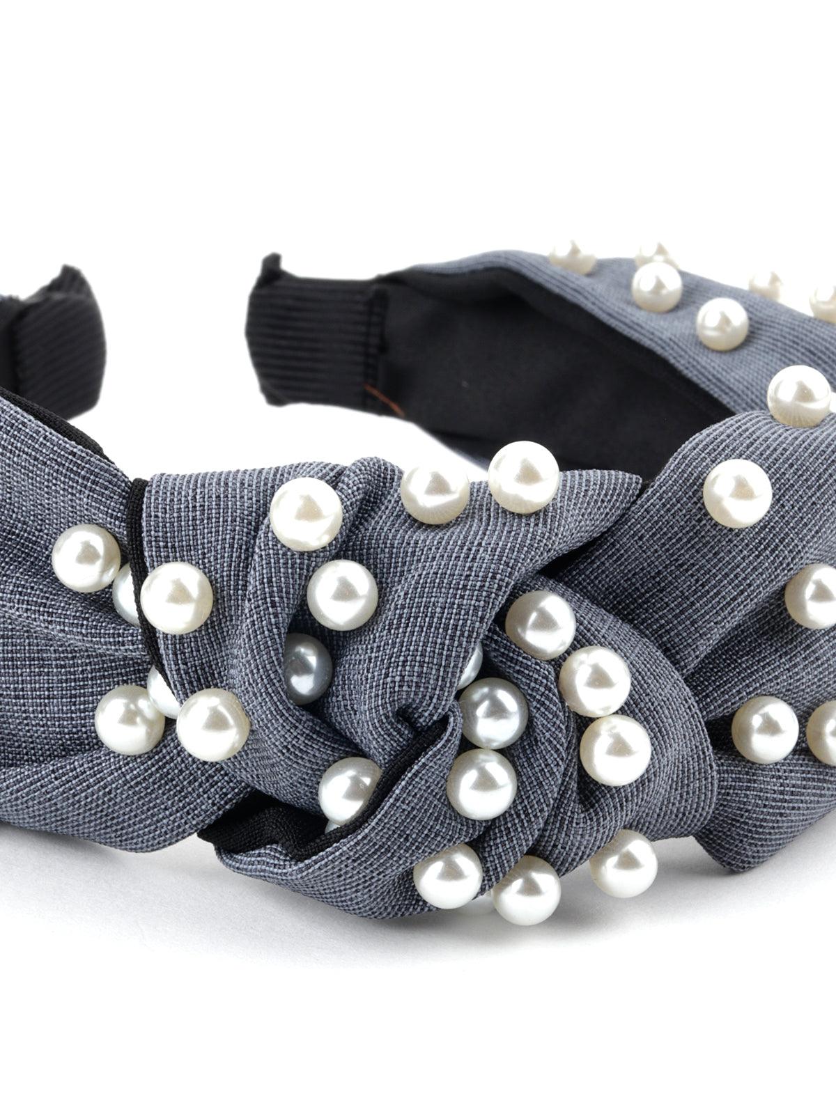 Odette Women Grey Pearly Touch Hairband - Image 7