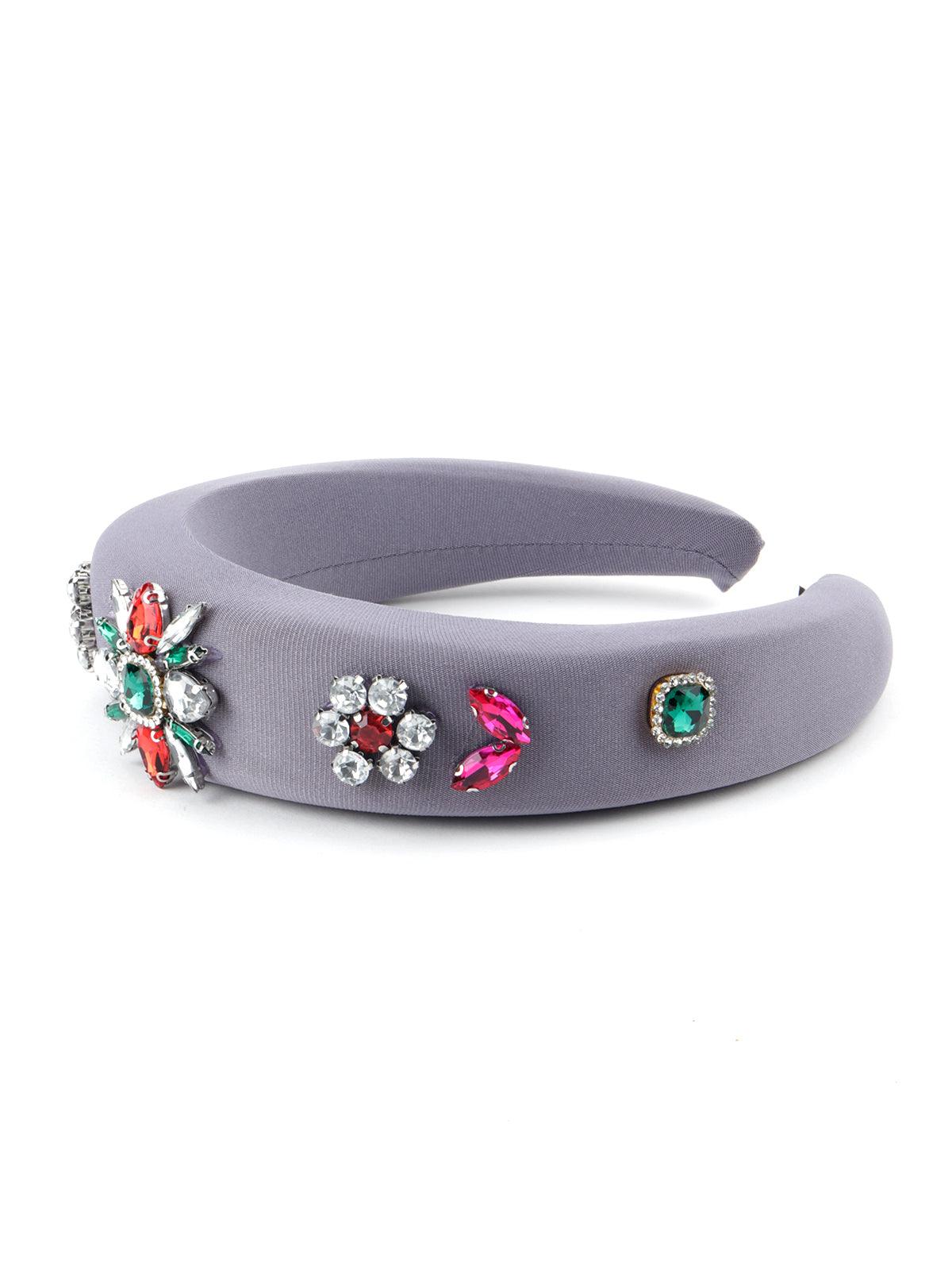Odette Women Grey Pompous Decorative Hairband - Image 6