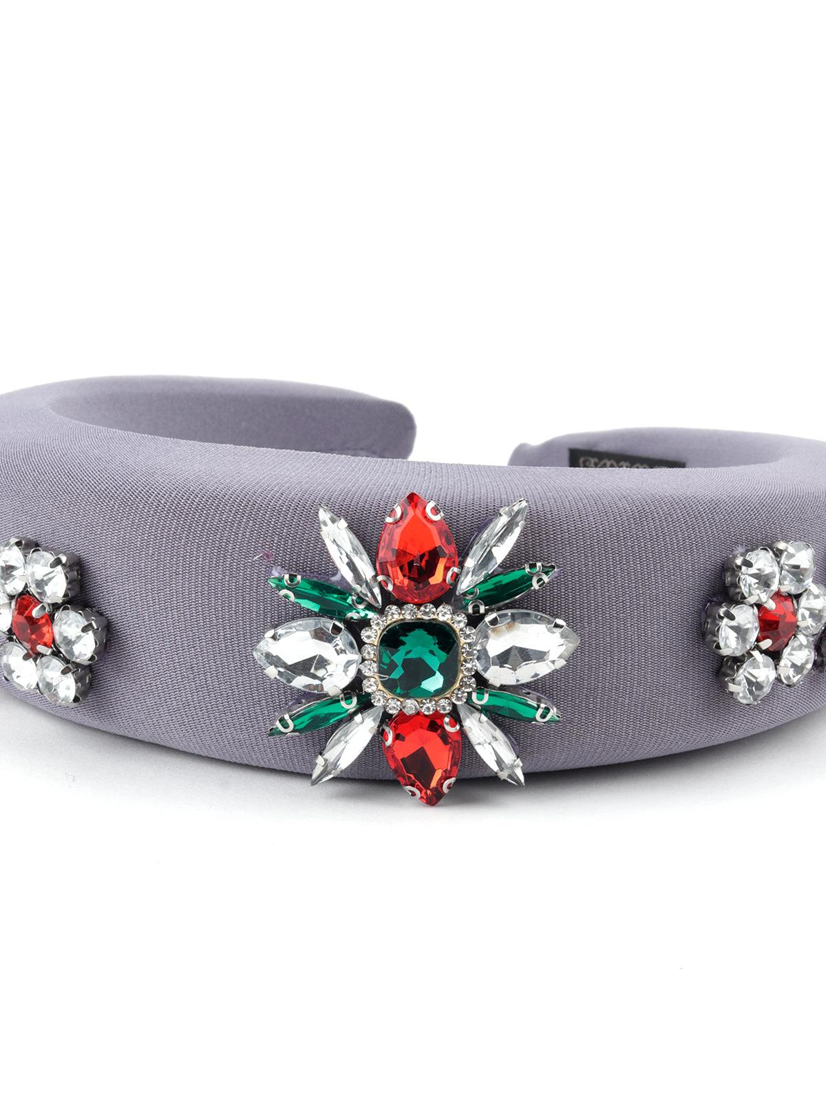 Odette Women Grey Pompous Decorative Hairband - Image 7