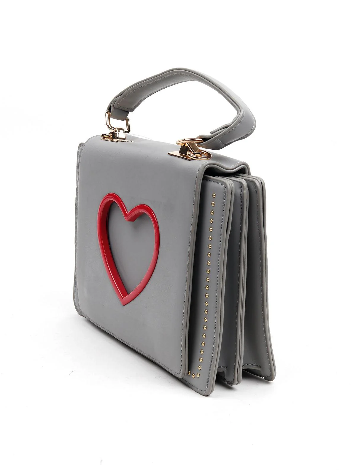 Odette Women Grey Smooth Heart Sling Bag - Image 6