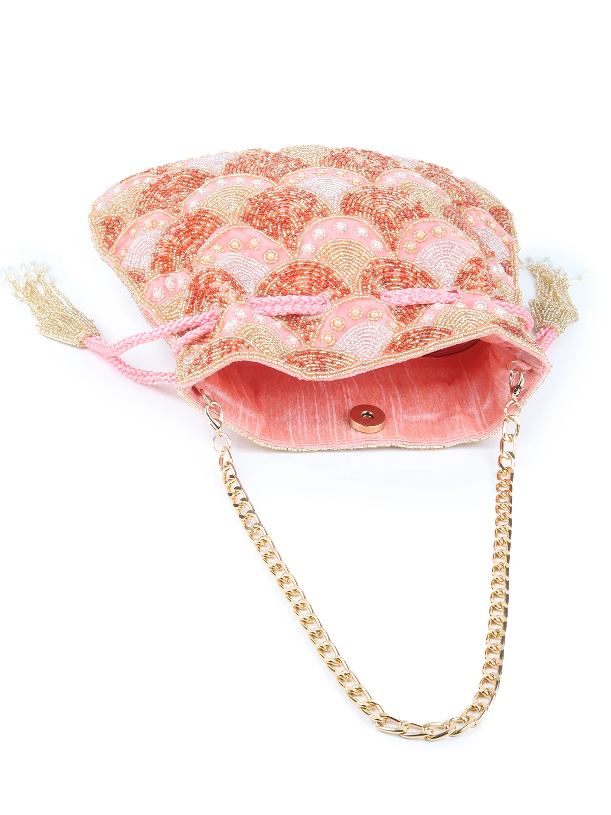 Odette Women Handmade Lilac Embellished Potli Bag - Image 6