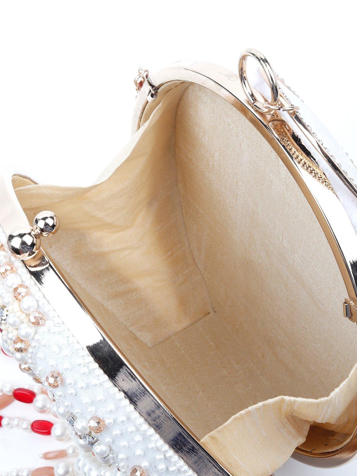 Odette Women Heavily Embellished With Pearl And Beads Spherical Clutch - Image 6