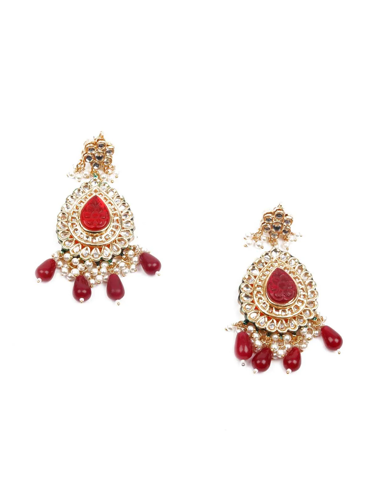 Odette Women Heavy Multicolored Stone Studded Neckpiece Set - Image 8