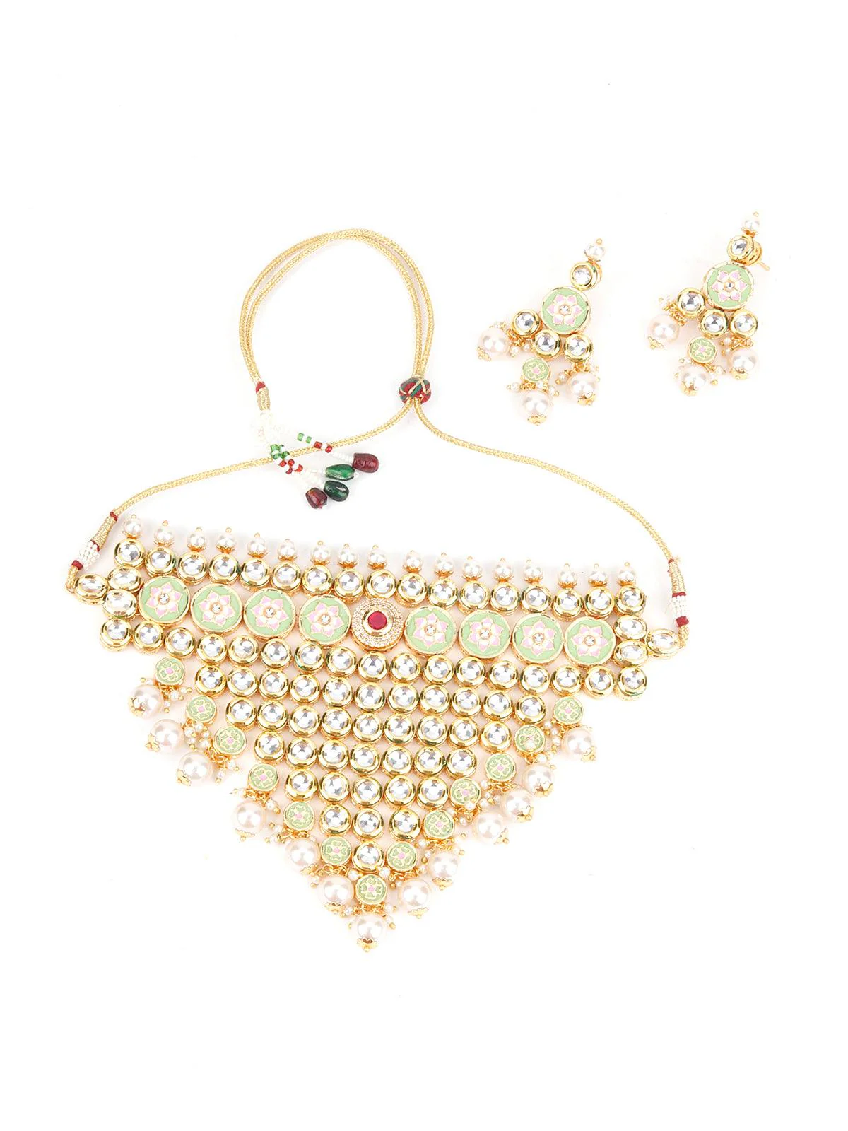 Odette Women Heavy Triangular Kundan Necklace - Image 3