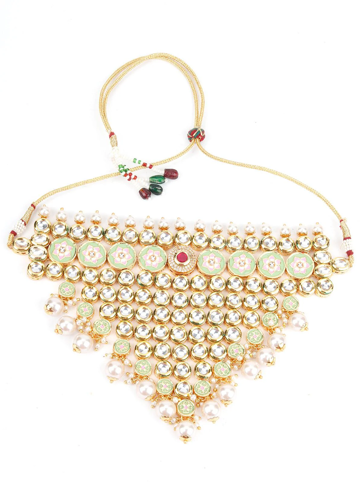 Odette Women Heavy Triangular Kundan Necklace - Image 4