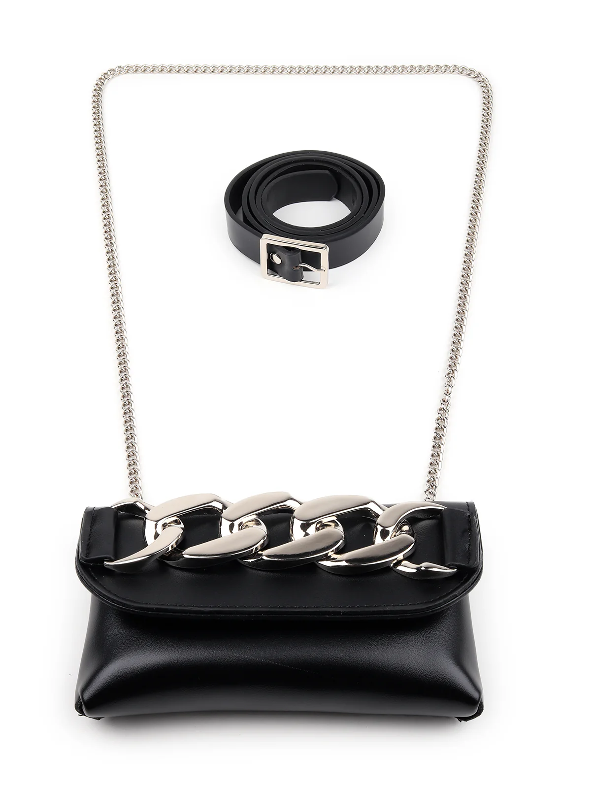Odette Women Hi-Fashion Black Embellished Pouch Belt Bag - Image 3