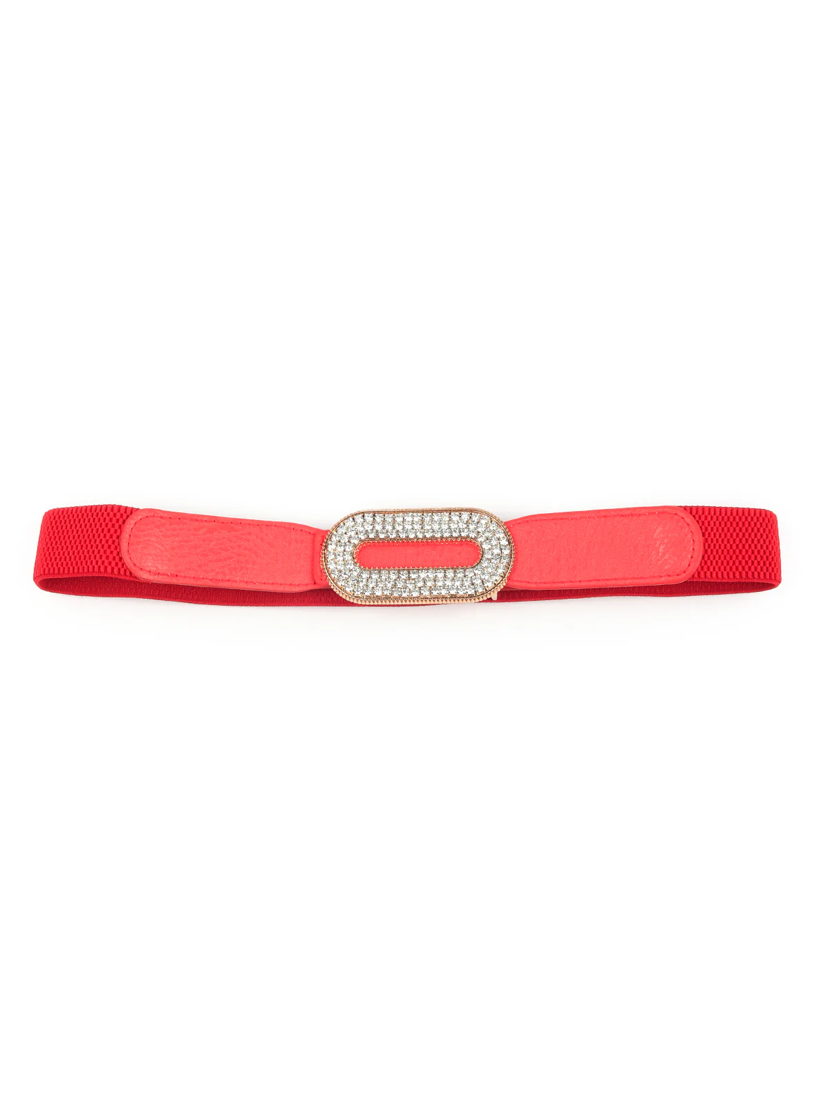 Odette Women Hi-Fashion Red Elastane Embellished Belt - Image 3