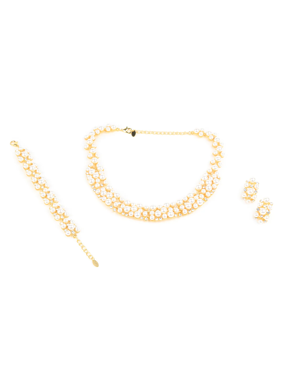 Odette Women White Metal Beaded Necklace Set - Image 3