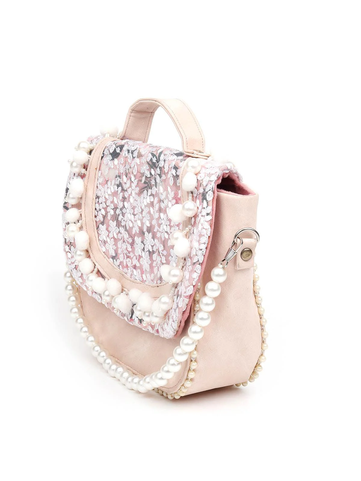 Odette Women Impressive Beige Embellished Clutch - Image 5